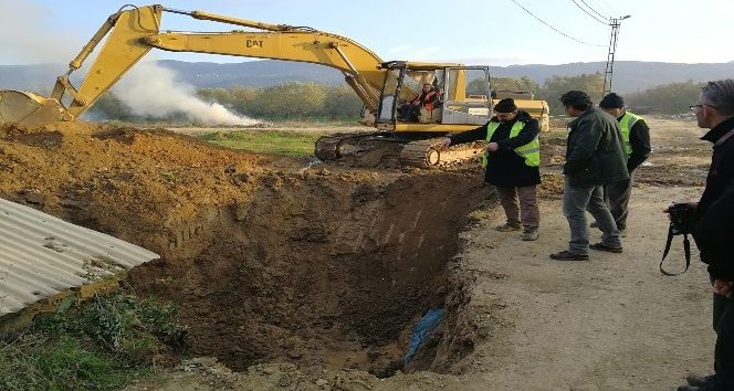Çevre yolu çalışmasında büz döşenirken tarih ortaya çıktı