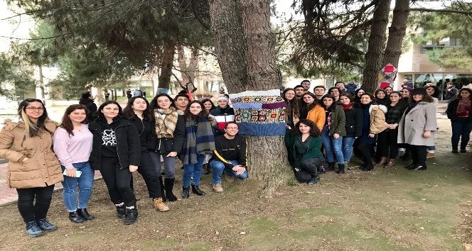 Üniversiteliler ağaçları giydirdi